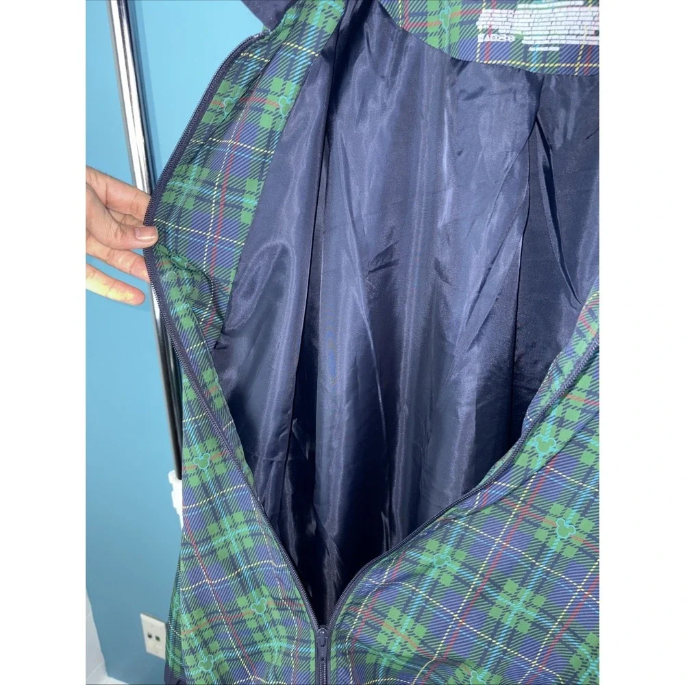 Disney‎ Store Full Zip Golf Jacket Size XXL Pluto Mickey Green Plaid Disney Golf